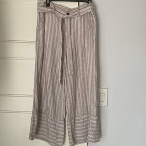 Anthropologie Marrakech Beige Striped Wide-Leg Culottes